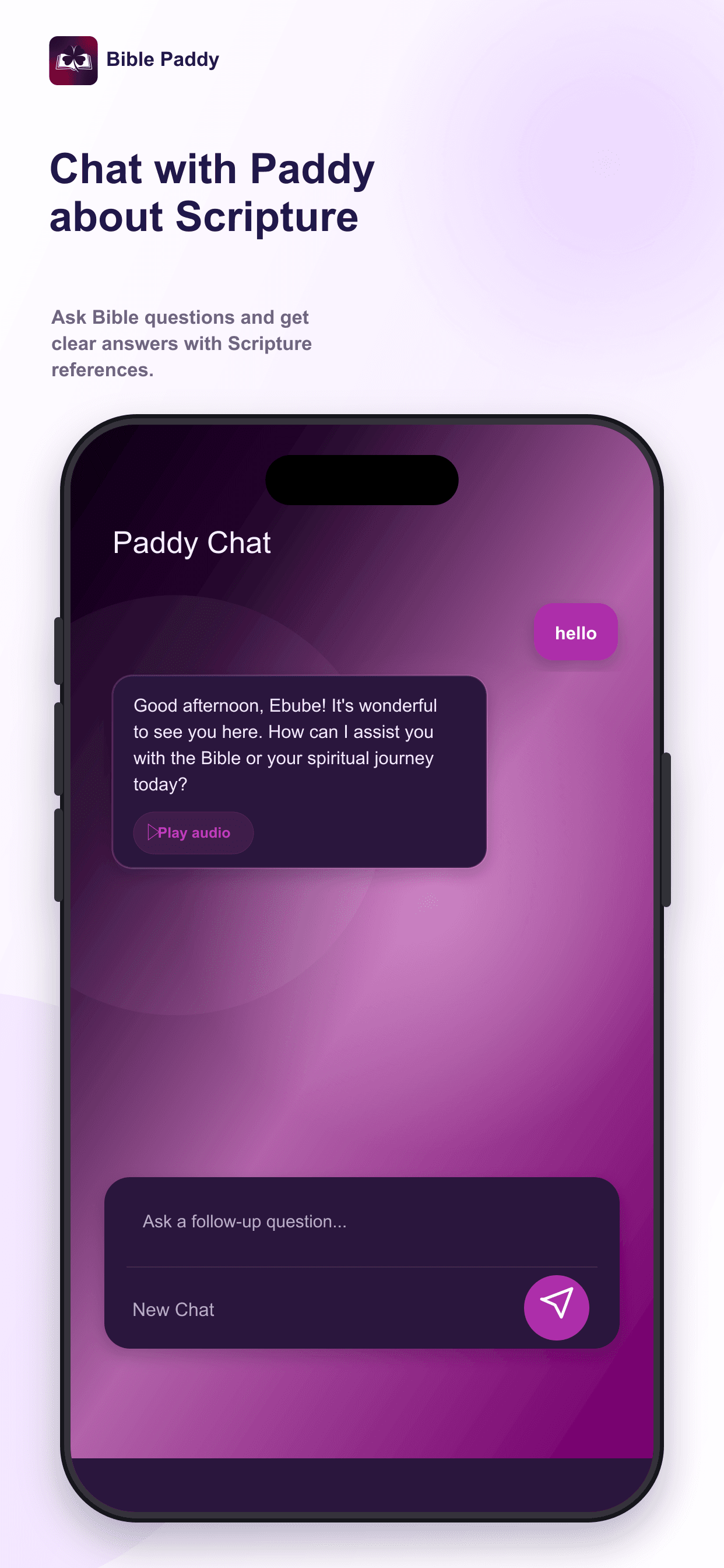 Bible Paddy chat screen