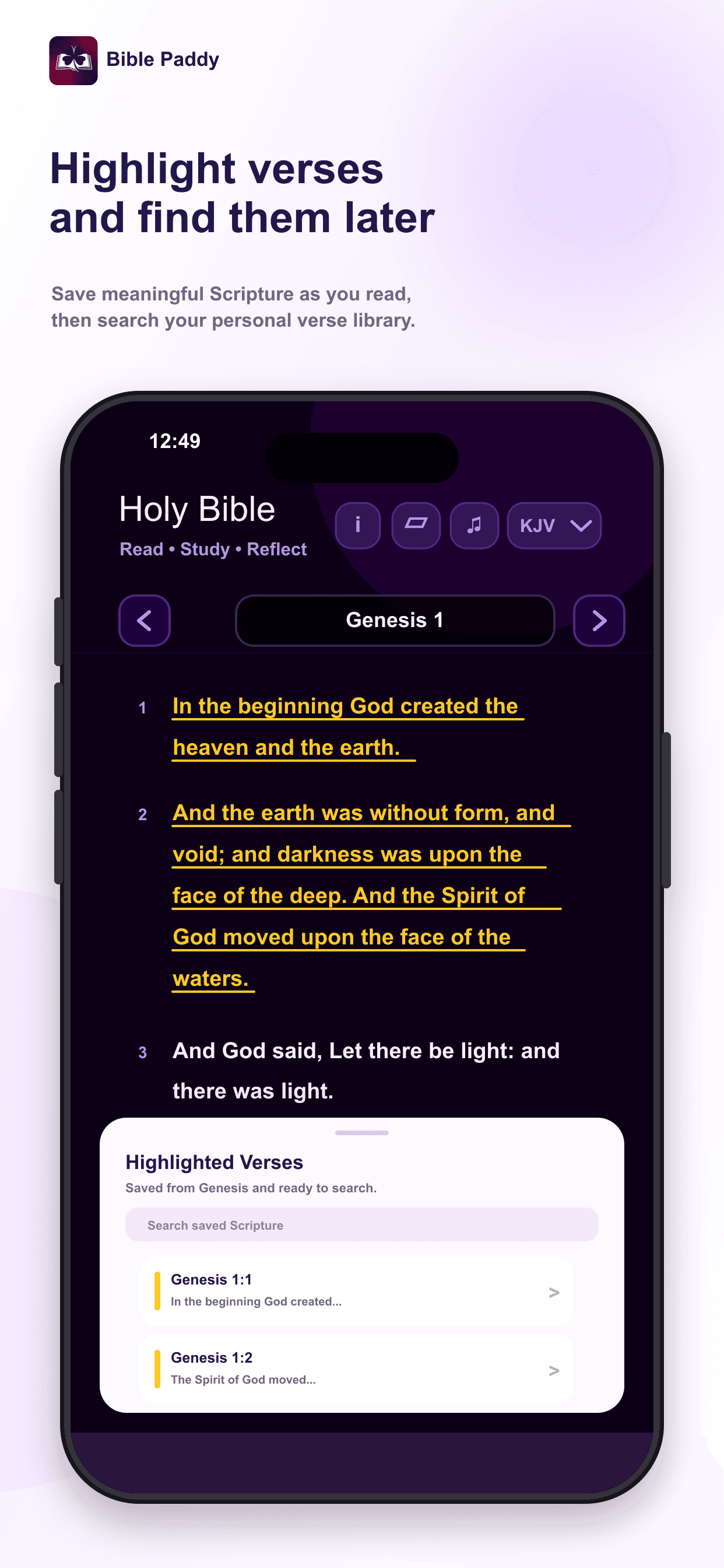 Bible Paddy highlighted verses screenshot
